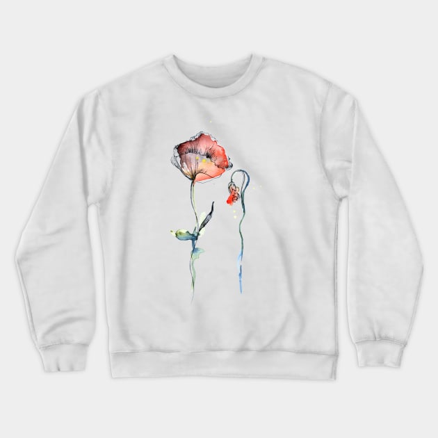 Poppies Crewneck Sweatshirt by Maria Mi Art